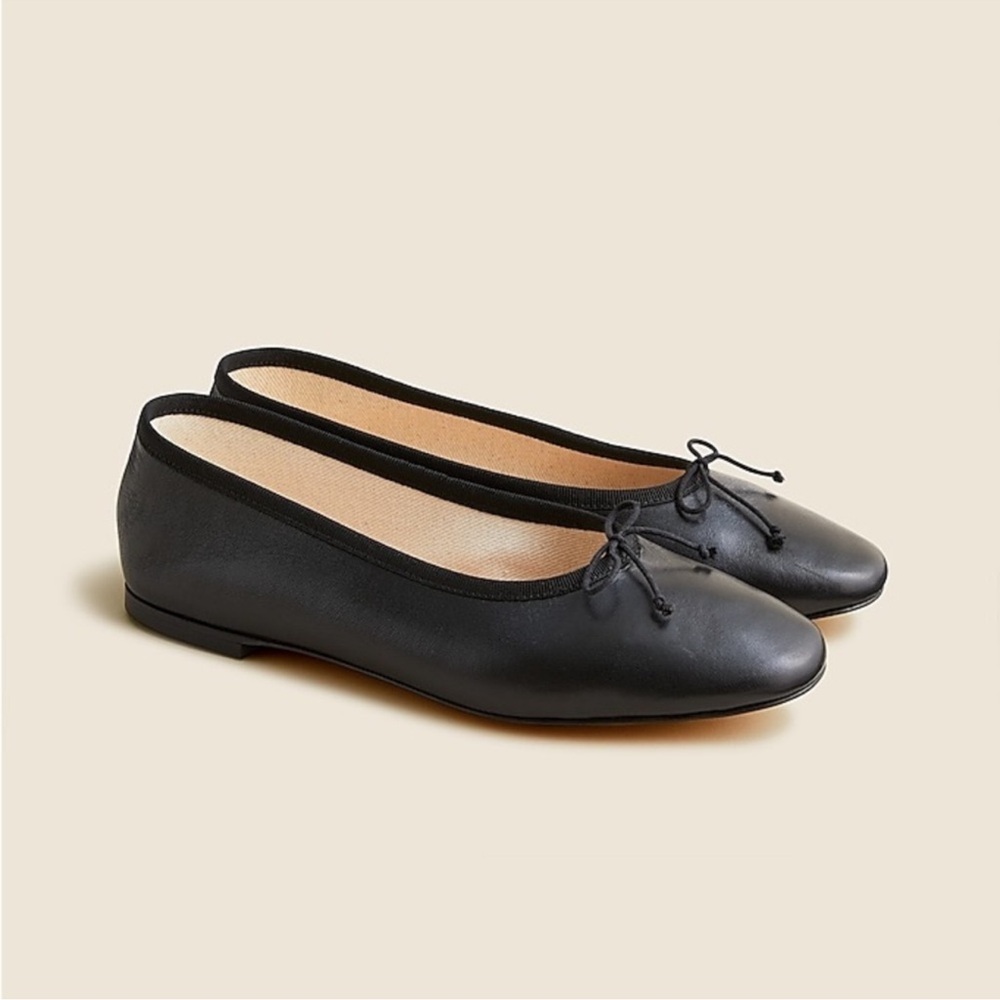 J. Crew Zoe Leather Ballet Flats in Black Size 9.5